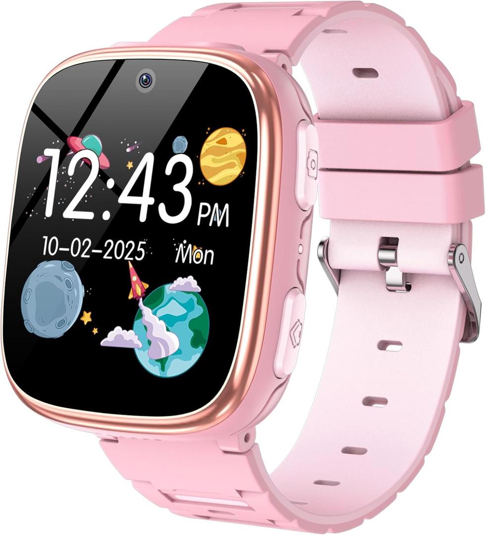Kids Smart Watch Girls Boys - Smart Watch for Kids Game Watch Gifts for 4-12 Years Old with 26 Games Camera Alarm Video Music Player Pedometer Flashlight Birthday Gift for Boys Girls (Pink)