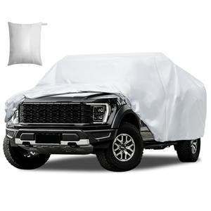 Truck Cover Waterproof All Weather, Migaven Truck Cover Custom Fit for Ford F150 Raptor Chevrolet Silverado 1500, Windproof Covers with Door Zipper, Silver (Not Include Mirror Pocket)