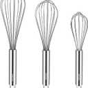 NileHome Stainless Steel Whisk Set 8" 10" 12" Kitchen Whisk Balloon Whisk Kitchen Wisk Wire Whisks for Cooking, Whisking, Blending, Beating, Stirring-3 Pack