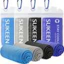 Sukeen [4 Pack] Cooling Towel (40"x12"),Ice Towel,Soft Breathable Chilly Towel,Microfiber Towel for Yoga,Sport,Running,Gym,Workout,Camping,Fitness,Workout & More Activities (Blue/Grey/Royal Blue/Black)