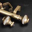 Luxury Gold Decorative Single Curtain Rod Set with Rhinestone Finials, 36-72 in, Standard Single Drapery Rod for 1 Pack, 1-1/8 in diameter, Adjustable Length
