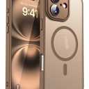 Compatible with iPhone 16 Case with Built-in Camera Lens Protector Translucent Magnetic iPhone 16 Phone Case 6.1" [Compatible with Mag-Safe][Great Grip Feeling], Desert Brown
