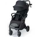 Compact Travel Stroller, Self-Folding Lightweight Stroller with Oversized Canopy, Adjustable Backrest, Newborn Pushchair for Toddler 0-36 (Black)
