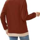 Besshopie Womens Long Sleeve Shirts Crewneck Casual Tunic Tops Fall Fashion Outfits (Brown, M)