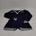 VOIKERDR Sexy Jumpsuits for Women Knit Long Sleeve Jumpsuits Shorts Romper Tennis Outfits (Small, Navy Blue)