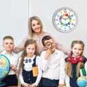 2 x XFM Silent Kids Wall Clock 8 Inch Non Ticking Battery Operated Kids Teaching Clock Colorful Analog Learning Clock Decorative for Kids Room Classroom School