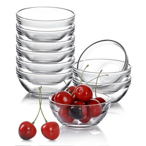 beroca Mini Glass Bowls, 3.5in 4oz Small Prep Bowl, 10 pcs Stackable Pinch Bowls for Dipping Spices Sauce