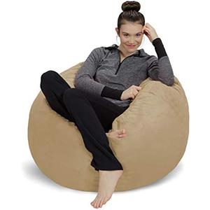 Sofa Sack Bean Bag Chair - Plush, Ultra Soft - Memory Foam Bean Bag Chair with Microsuede Cover - Stuffed Foam Filled Furniture and Accessories for Dorm Room 3 Feet - Camel