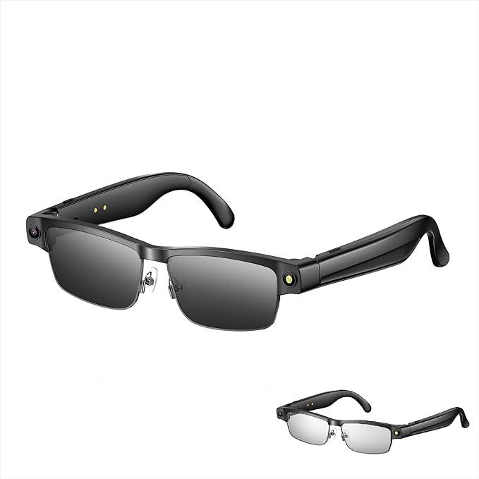 Ultra-Light Smart Glasses/AI Translator, 8MP Camera & BLE5.4 | 42.3g Wearable Tech for HD Video, Noise-Canceling Calls, iOS/Android (2 Kind of Lenses)