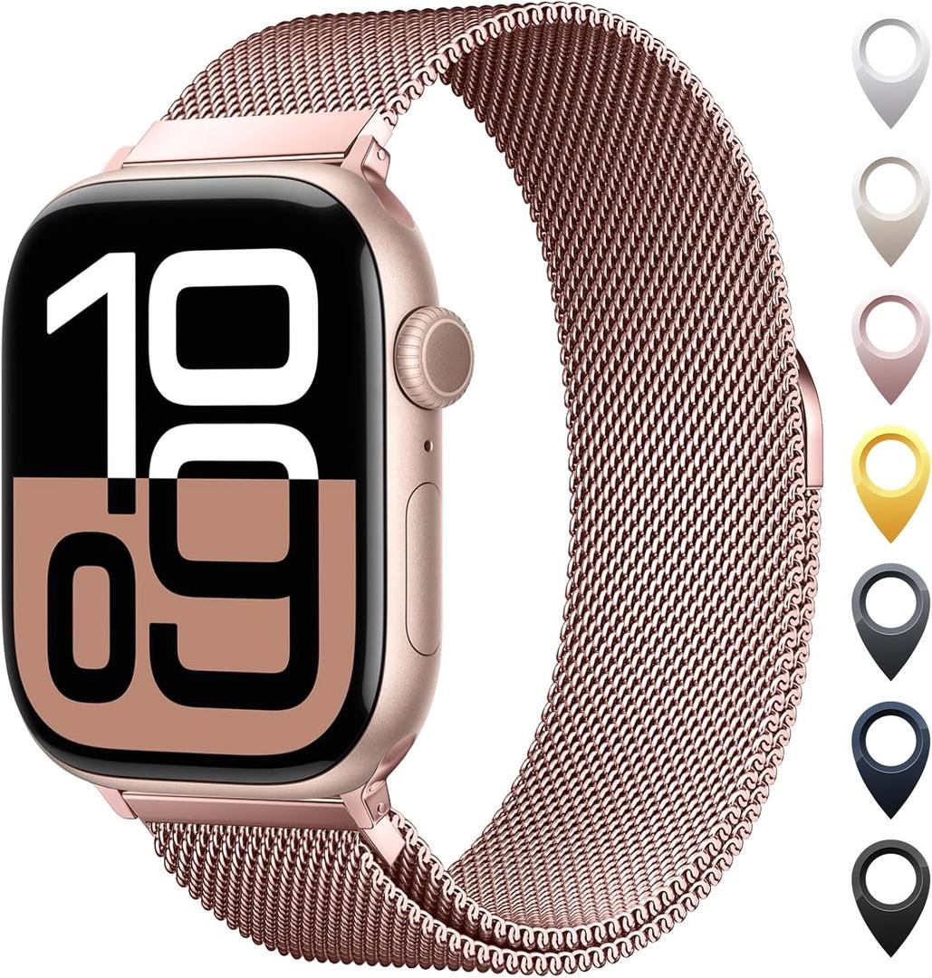 Original Stainless Steel Mesh Loop Compatible with Apple Watch 38mm 40mm 41mm 42mm 44mm 45mm 46mm 49mm Women Men, Magnetic Clasp Replacement for iWatch Bands Series 11 10 9 8 7 6 5 4 Ultra SE 3 2 1