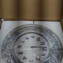 DMDFIRST Crystal Crushed Diamond Mirrored Wall Clock, 16x16 Inch Silver Glass Round Decorative Clock, Silent Quartz Movement (No Second Hand), Modern Sparkle Home Decor (AA Battery Not Included)