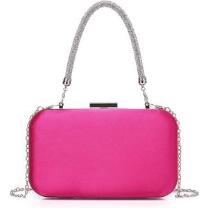 Buric Evening Bag Small Party Clutch Bag Wedding Cocktail Purse for Women Elegant Formal Handbags With Chain Bride Prom (Rose)