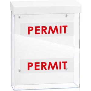 9.1" x 11.6" Outdoor Permit Brochure Holder Waterproof Wall Mount Literature Box with Lid Screws Clear Acrylic Document Holder Fits Letter Size A4 Flyers Booklets Pamphlets Includes "PERMIT" Decal