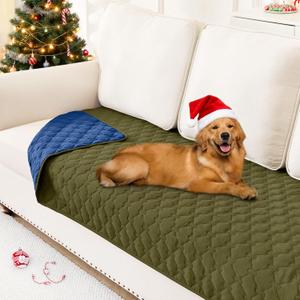 Smiry Waterproof Dog Bed Cover Blanket, Soft Reversible Pet Blanket, Washable Leakproof Cats Dogs Couch Cover for Sofa, Couch, Furniture, Plaid (30x70 Inch, Green/Navy)