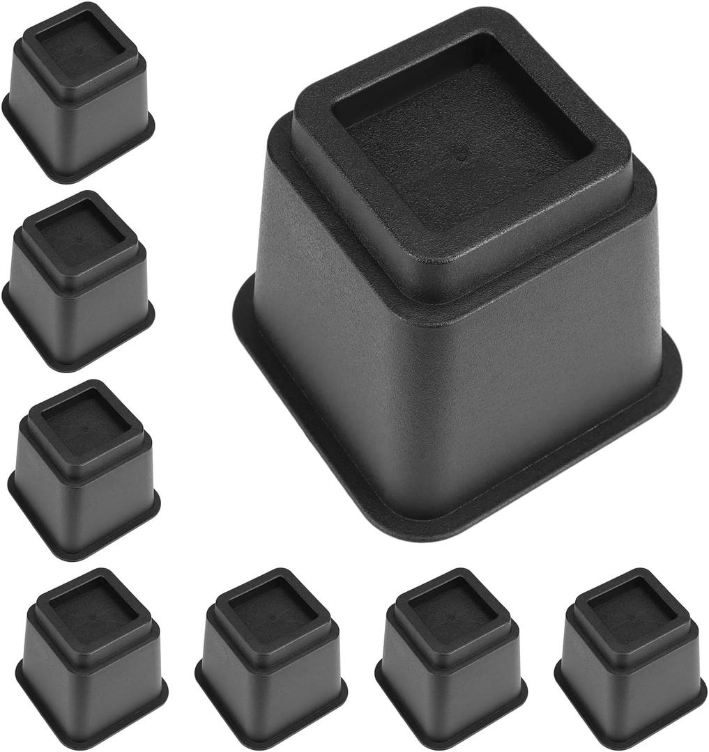 QWORK Bed Risers 4 Inch Heavy Duty Bed Elevators, Set of 8, 3,000 lbs Capacity, Compatible up to 2.75" Leg