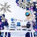 Amandir139pcs Space Balloon Garland Arch Kit Outer Space Birthday Decorations with Blue Purple Silver Galaxy Astronaut Foil Balloons for Boys Kids Themed Birthday Party Decoration Supplies