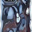 Caseative for iPhone 13 Pro Max Case, Water Ripple Wave Meteorite Bubble Chrome Plating Electroplated Candy Phone Case (Eletro Blue)