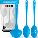 DI ORO Silicone Ladle & Spoons for Cooking  Large Kitchen Spoons for Mixing, Serving, & Stirring - Soup Ladle with Wide Bowl - High Heat Silicone Kitchen Utensils for Nonstick Cookware Safe (Blue)