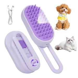 4-in-1 Rechargeable Anti-Dandruff Pet Steam Brush  brush for sheddingCats & Dogs,pet hair removal tool. Integrating functions of massage,clean, hair grooming and anti-static (purple) 4-in-1 Rechargeable Anti-Dandruff Pet Steam Brush  brush for sheddingCats & Dogs,pet hair removal tool. Integrating functions of massage,clean, hair grooming and anti-static (purple)