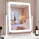 ROLOVE Vanity Mirror with Lights, 12.6"x15" LED Makeup Mirror with Lights, Smart Touch Control 3 Color Dimmable, Lighted Desk Mirror for Bedroom, Light Up Mirror (White)