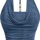 SOLY HUX Women's Plus Size Halter Draped Front Backless Tank Top Sleeveless Y2k Crop Tops (X-Large Plus)
