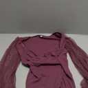 Women Mesh Long Sleeve Shirts Dressy Casual Blouses Square Neck Ribbed Slim Tops Going Out Date Night Fall Outfits Purple S