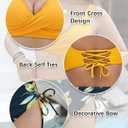 Women's High Waisted Bikini Sets V Neck Twist Front Ruched Bathing Suit Padded Lace Up Back Two Piece Swimsuit (M)