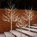 Lighted Birch Tree Set 4ft, 6ft and 8ft with 96/160/256 Warm White LED Lights for Holiday Decor - Realistic Design, UL Certified, Dimmable, Waterproof - Ideal for Indoor and Outdoor Decoration