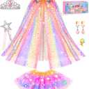 Light up Princess Dress up Clothes for Little Girl, Unicorn Princess Cape Princess Dresses Crown Toy for 3 4 5 6 Girls
