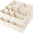 Criusia Drawer Organizer Clothes,16 Pack Underwear Drawer Organizers, Foldable Closet Organizers and Storage Dresser Drawer Dividers Clothing Organizer for Clothes, Socks, Scarves, Bra, Ties (Beige)