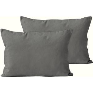 Encasa XO Throw Pillow Covers 12x20 in Set of 2 Grey | No Inserts | Cotton Pillow Covers for Living Room, Bed, Sofa, Couch | Decorative Cushion Covers with Improved Zipper