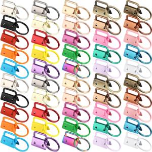 Landical 50 Pcs Key Fob Hardware Set 1 Inch 25 Colors with Ring for Wristlet Lanyard and Key Chain Making