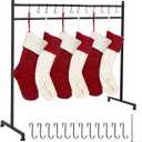 Christmas Stocking Holder Stand with 12 Removable Hooks, Heavy Duty Metal Christmas Stocking Hangers Freestanding Rack for Floor, Gift for Christmas Decoration, Black
