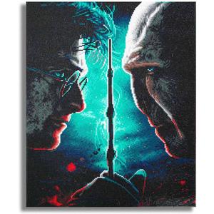CRAFTHUB Harry Potter Diamond Art  Harry vs. Voldemort  5D Diamond Painting Kit & Tools  with Big Trays & Light Pens  Officially Licensed Merchandise  19.7' x 23.6"