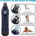Casfuy 6-Speed Dog Nail Grinder - Newest Enhanced Pet Nail Grinder Super Quiet Rechargeable Electric Dog Nail Trimmer Painless Paws Grooming & Smoothing Tool for Large Medium Small Dogs (Blue)