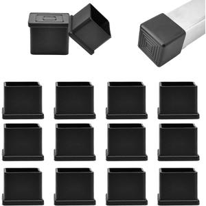 1-1/4" (32mm) Square Chair Leg Floor Protectors, Black Rubber Chair Leg Caps, Non-Slip Patio Furniture Feet Cap, PVC Chair Feet Covers for Hardwood Floors, Tables & Patio Furniture, 12pcs