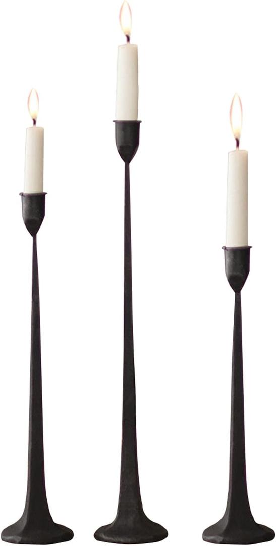 Iron Taper Candle Holder - Decorative Candle Stand - Candlestick Holder for Wedding, Dinning, Party, Set 3