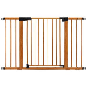 BABELIO 29-48" Metal Baby Gate with Brown Wood Pattern, Auto Close Dog Gate PressGuard P7 for The House, Stairs and Doorways, Pressure Mounted Pet Gate with Door, Safety Gate for Child and Pets (30"Tall 29"-48" Wide)