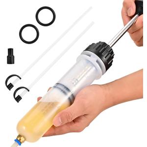200CC Automotive Fluid Extractor Pump, Premium Manual Extraction & Fill Pump with 2 Hoses, Oil Syringe with Powerful Suction, Fluid Oil Change Evacuator