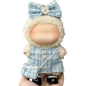 4 x Clothes for LABUBU 17cm Doll (NO Doll)NO Shoes, Outfit for LABUBU, Dress + Hairpin + Mini Bag Set for LABUBU Dress Up, Fashion and Premium Dolls Accessories for LABUBU (Style I)