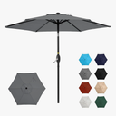 SUNVIVI OUTDOOR 7.5' Outdoor Patio Umbrella, Patio Umbrella, Market Umbrella, Metal Pole Umbrella with Push Button Tilt and Crank, 6 Ribs, Polyester Canopy