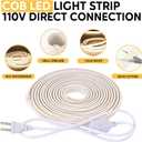 16.4ft White LED Strip Lights, 110V Cob LED Strip, IP67 Waterproof LED Light Strip for Mirror Outdoor, Cars, and Bedroom Decor (White, 16.4ft)