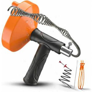Drain Snake Auger, Plumbing Snake 33 Ft Drain Hair Clog Removal Tool, Sink Unclogger Drain, Heavy Duty Snake Auger, Cleaner Tool for Bathroom Kitchen Tub Shower Drain Clog Remover with Gloves