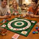 Michigan Rummy Play Mat, 31.5 x 31.5 Inch Large Size Felt Game Mat for 2-9 Players, Foldable Poker and Rummy Table Mat, Classic Family Casino Card Game Mat, Only Mat (Classic Green Poker mat), 27.6 inches by 27.6 inches