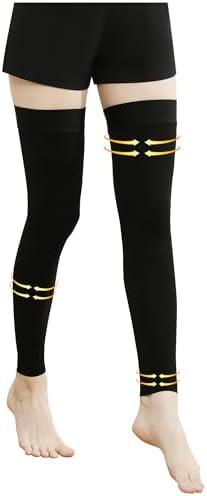 Myshear Medical Compression Stockings for Women & Men, 20-30 mmHg Footless Thigh High Compression Socks, Long Graduated Compression Sleeves, Full Leg Pressure Support Hoses for Varicose Veins, Edema M