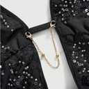Verdusa Women's Cheetah Print Sequin Top Y2K Tie Back Corset Halter Going Out Crop Tops, S