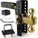 TIROL Adjustable Trailer Hitch - Fits 2'' Receiver, 8 Inch Drop/Rise Drop Hitch, 2'' & 2-5/16'' Ball Hitches, Dual Balls 25000 LBS Capacity - Tow Hitch for Heavy Duty Truck with Hitch Tight