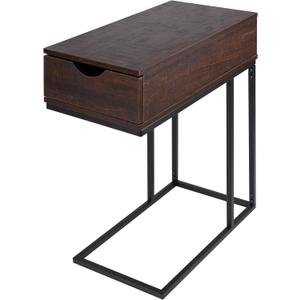 Canarm Reed Table - 18.875" W x 23.625" H x 11.75" D, Brown Engineered Wood & Metal End Table for Living Room & Bedroom, Casual Style, Easy Assembly, End/Side/Nesting Table Collection