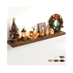 12" Deep Floating Shelves for Wall with Invisible Brackets, Wall Mounted Engineered Wood Shelves with Wood Grain for Living Room, Bedroom, Kitchen Decor and Storage, 72"L Set of 1, Rustic Brown