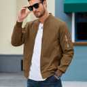 MAGCOMSEN Men's Jacket Lightweight Windbreaker Bomber Jacket Windproof Casual Jacket Zip Up Coats Outwear with 5 Pockets (Brown, L)